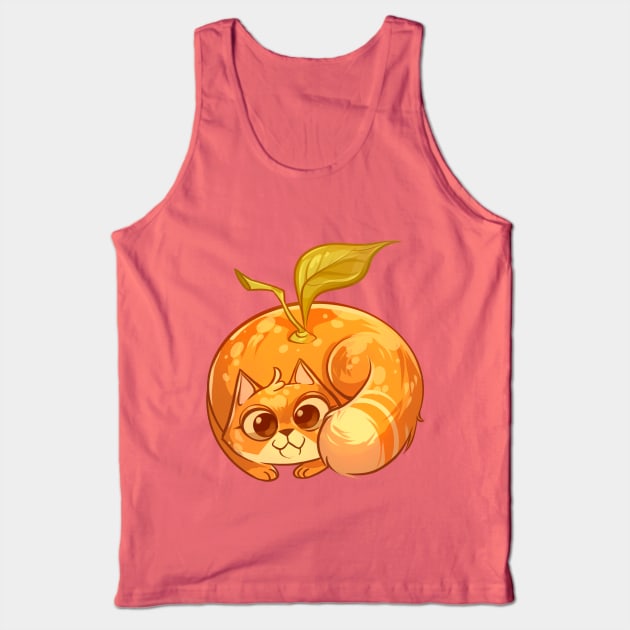 Tangerine Cat Tank Top by Claire Lin